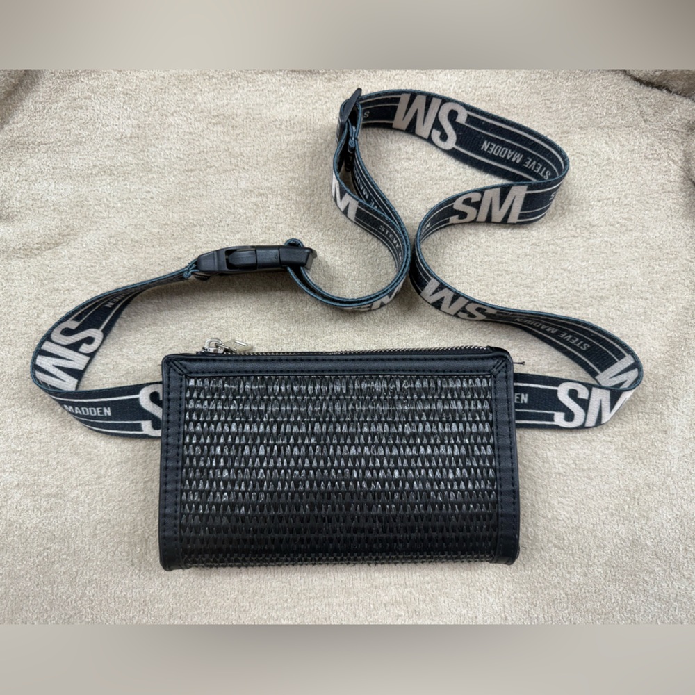 Steve Madden Black Woven Crossbody Bag